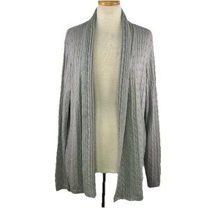 Kim Rogers Size XL Womens Cable Knit Cardigan Sweater Gray Open Front Silver